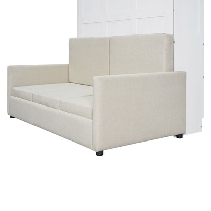 Full Size Murphy Wall Bed With Cushion - White