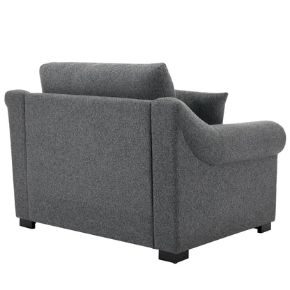 Modern Chenille Oversized Armchair, Chair And A Half, Single Sofa For Bedroom, Living Room, Wide - Gray