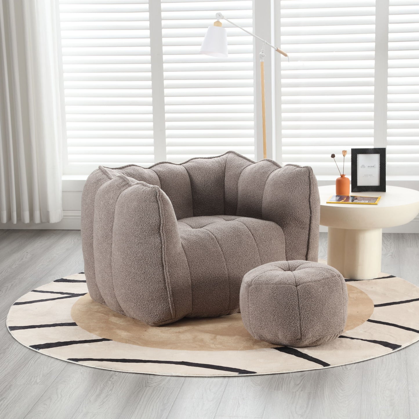 Soft Bean Bag Chair With High Resilient Foam (Chips) - Coffee