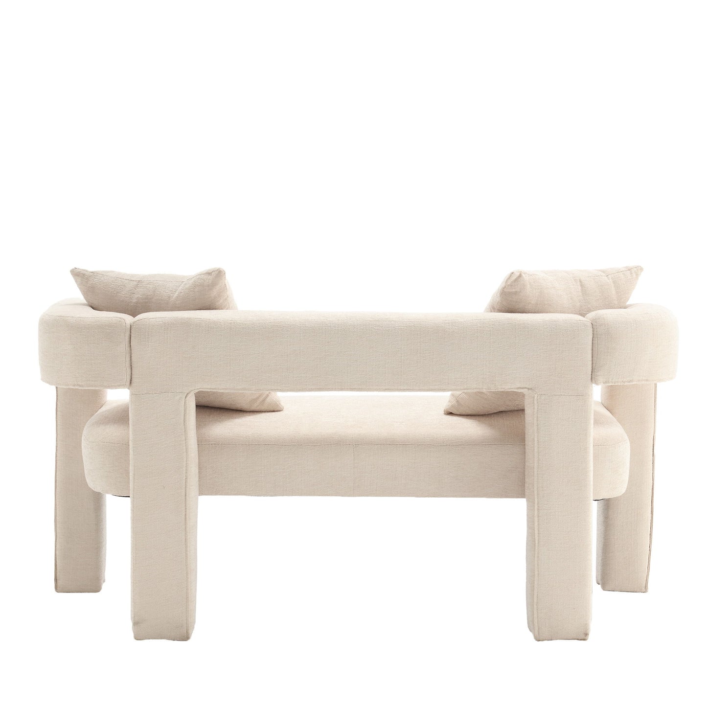 Modern Loveseat Sofa, Comfy Upholstered 2 Seater Sofa - Beige