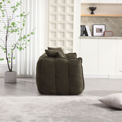 Soft Beanbag Chair With High Resilience Foam Core For Two People - Olive Green
