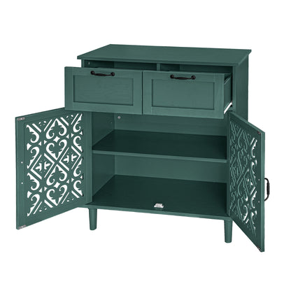 2 Door 2 Drawer Cabinet, American Furniture, Suitable For Bedroom, Living Room, Study - Dark Green