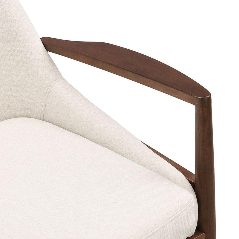 Accent Chair, Mid-Century Modern Armchair With Solid Wood Frame, Reading Leisure Chair With High Back For Living Room - Beige