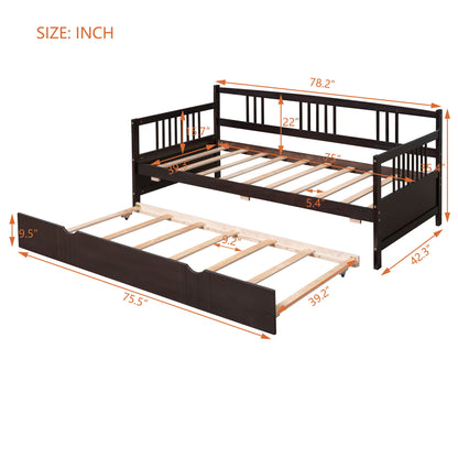 Twin Size DayBed With Twin Size Trundle - Espresso