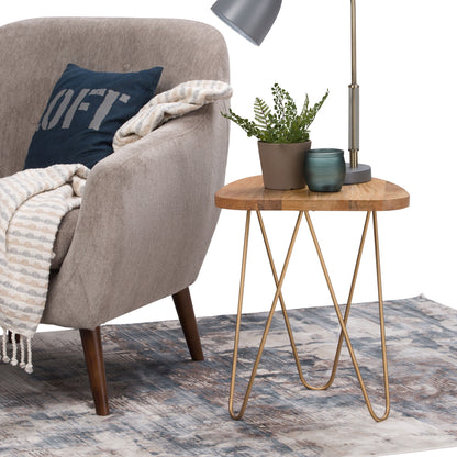 Patrice - Wood Accent Table - Natural / Gold