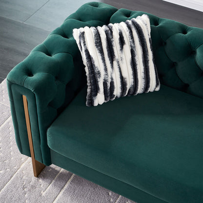 Chesterfield - Modern Tufted Velvet Living Room Sofa, 84.25''W Couch - Green