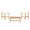 3 Piece Patio Set With Slatted Design, 2 Club Chairs And Coffee Table - Brown