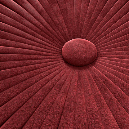 Grafton - Velvet Round Pouf - Maroon