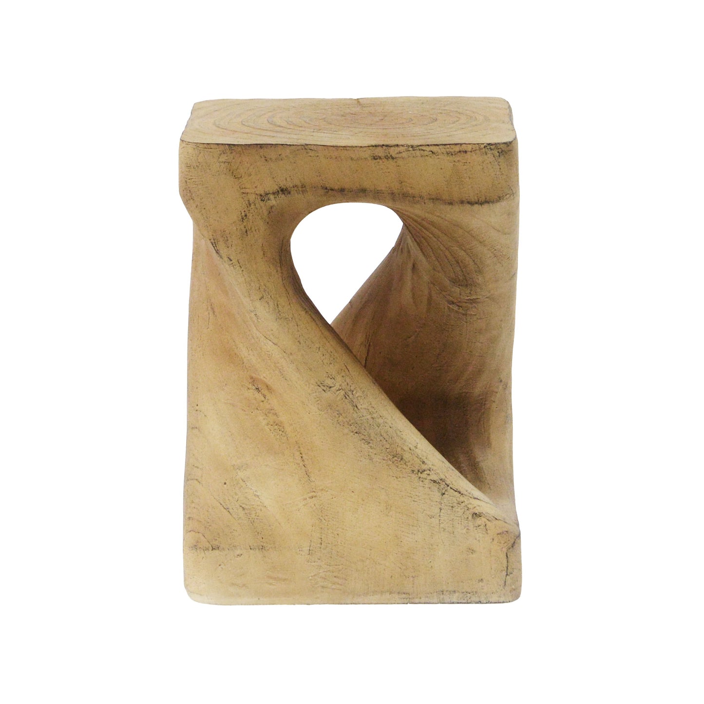 Mgo Twist Shape Side Table With Wood - Like Texture - Natural