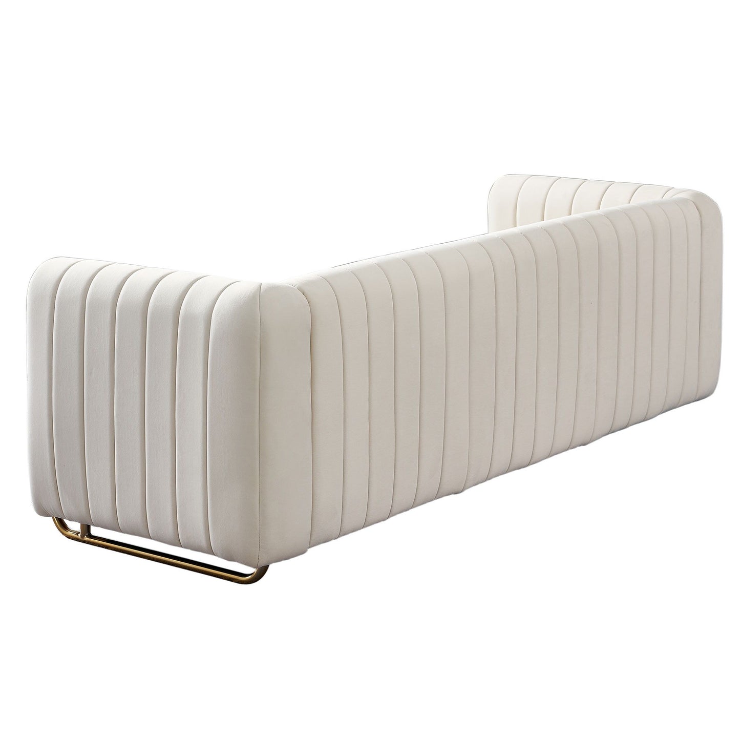 Contemporary Velvet Sofa Couch For Living Room - Beige
