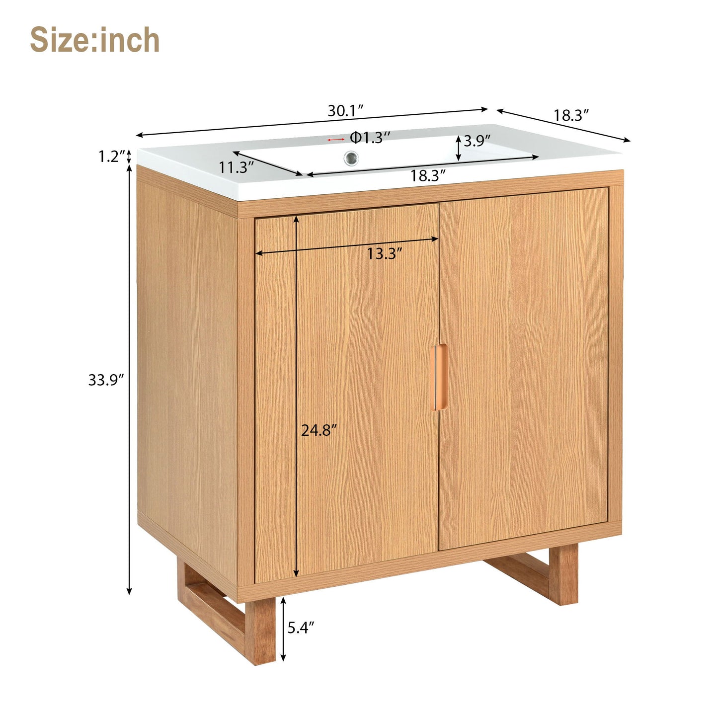 Bathroom Vanity Set With Sink, Combo Cabinet, Bathroom Storage Cabinet, Solid Wood Frame - Burly Wood