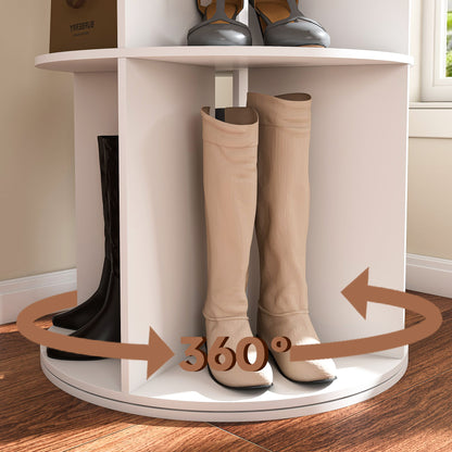 6 Tier Spinning Shoe Rack, Free Standing 360ÔøΩÔøΩ Revolving Shoe Organizer - White