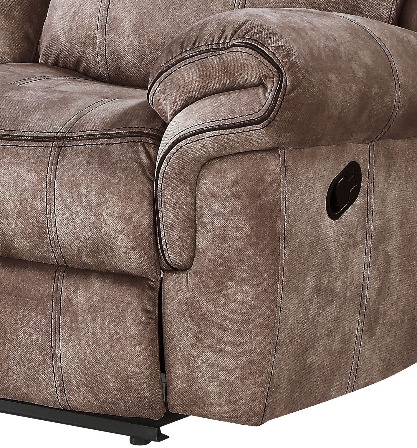 Zubaida - Two Tone Velvet Recliner Sofa With USB Port Drop Down Table - Chocolate