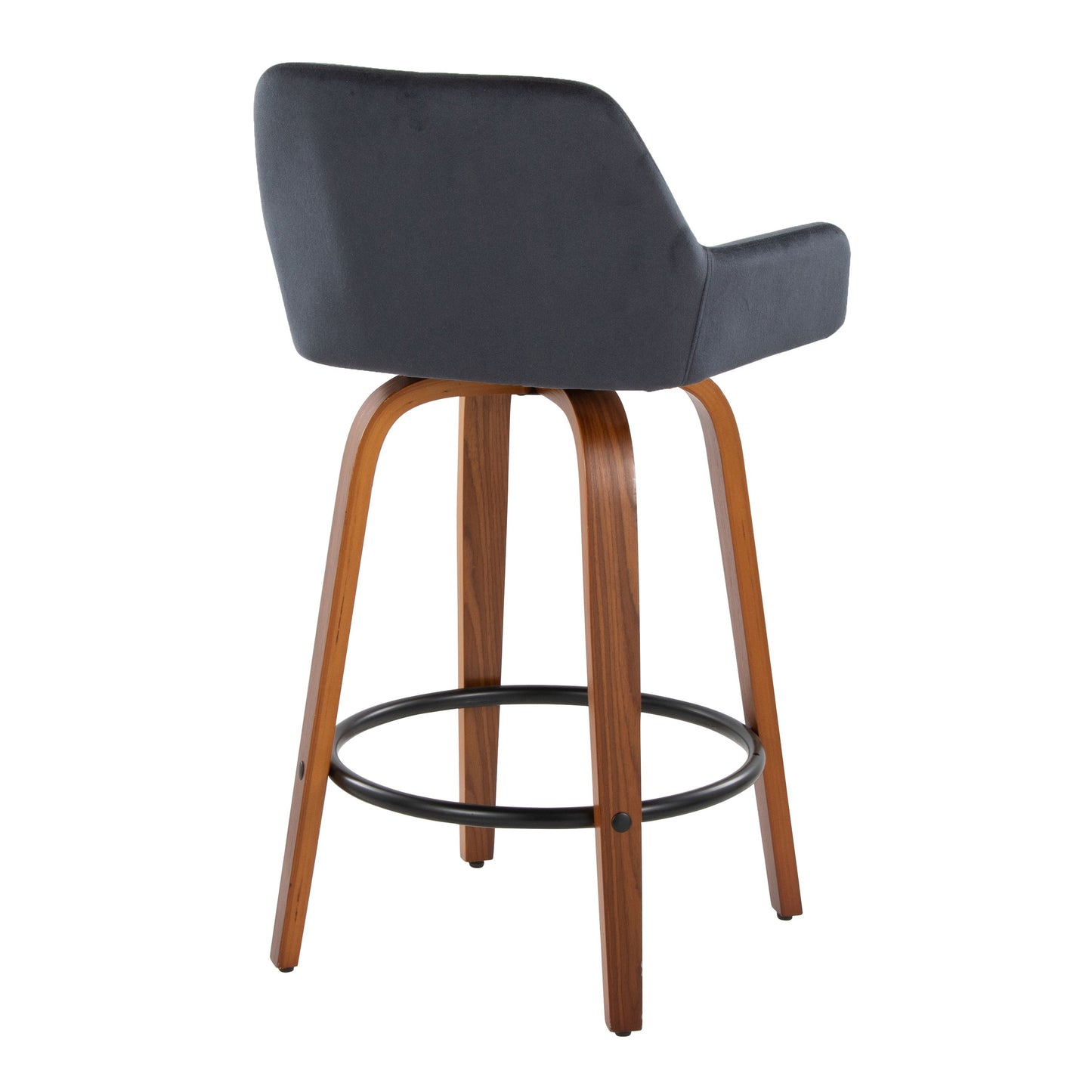 Daniella - Contemporary Fixed Height Counter Stool With Swivel With Round Footrest (Set of 2) - Walnut / Black