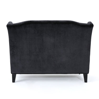 Nurturing - Upholstered Loveseat With Wing Back And Diamond Tufting - Black