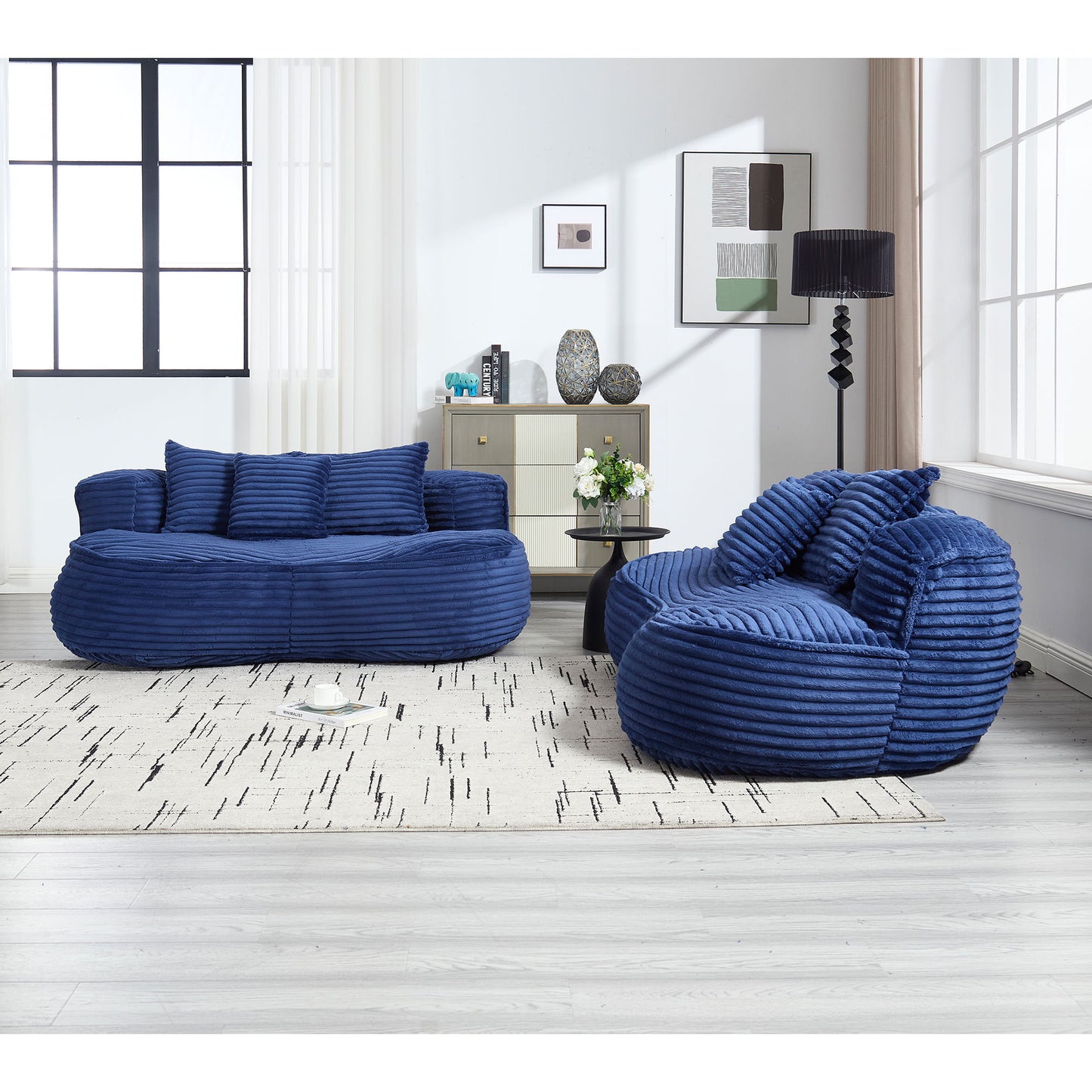 Bean Bag Sofa Lazy Sofa Durable Comfort Lounger High Back Chair For Adults And Kids, Indoor & Outdoor - Navy