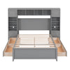 Full Size Bed With All In One Cabinet And Shelf - Gray