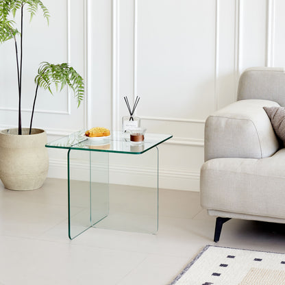 Modern Tempered Clear Glass Sidetable Small Tea Stand - Transparent Glass
