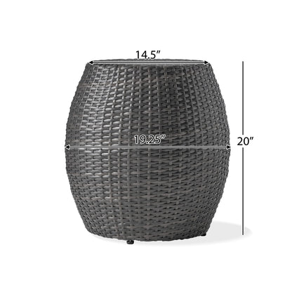 Outdoor Wicker Patio Side Table - Gray