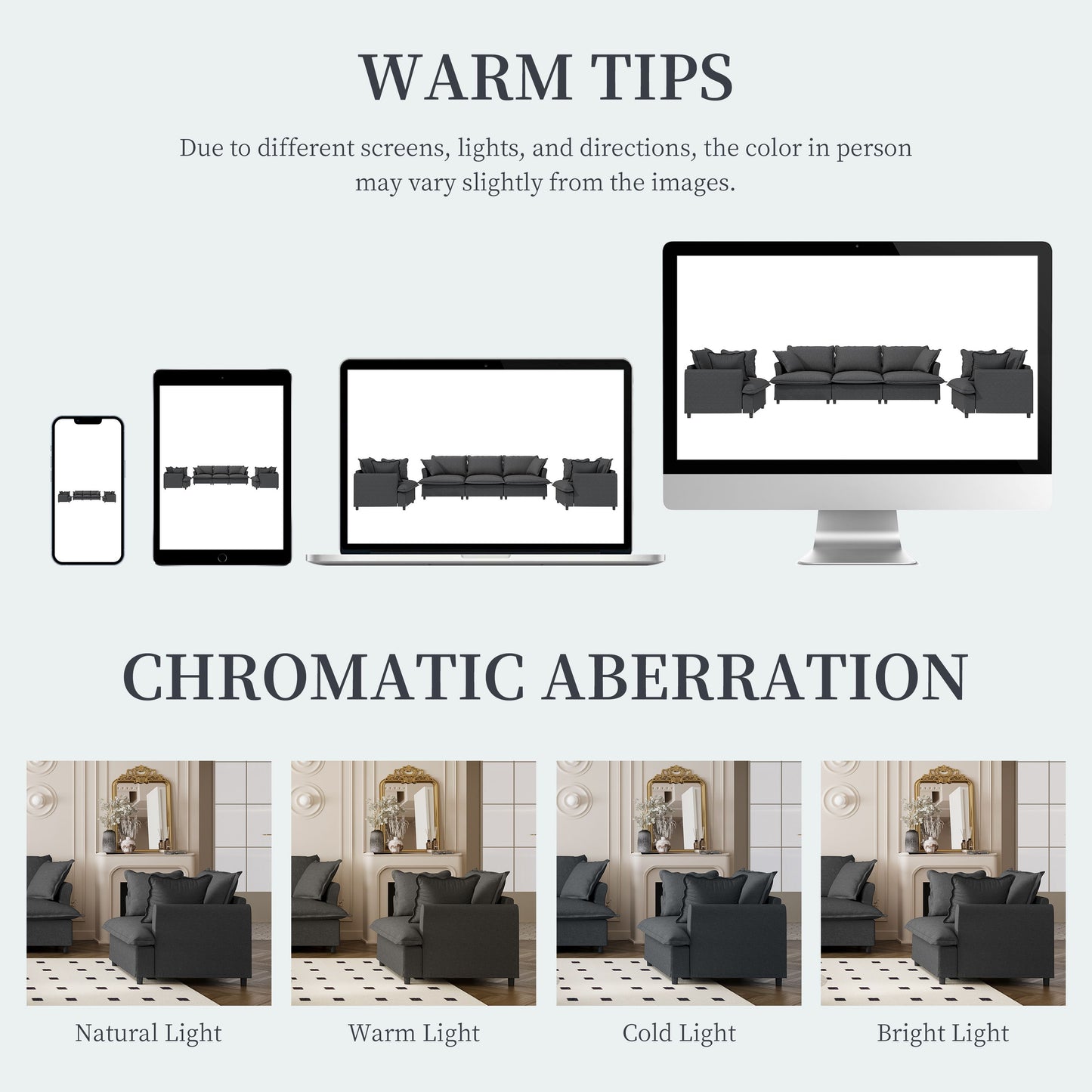 3 Piece Living Room Set Modular Sectional Couch Upholstered 3 Seater Sofa & 2 Armchairs 5 Seat - Gray