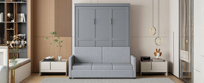 Full Size Murphy Wall Bed With Cushion - Gray