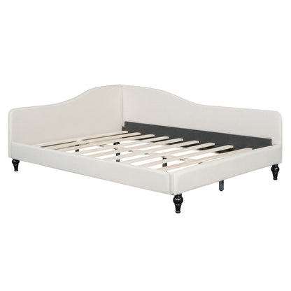 Full Size, Durable Construction Modern L Shaped Linen Daybed With Legs - Beige
