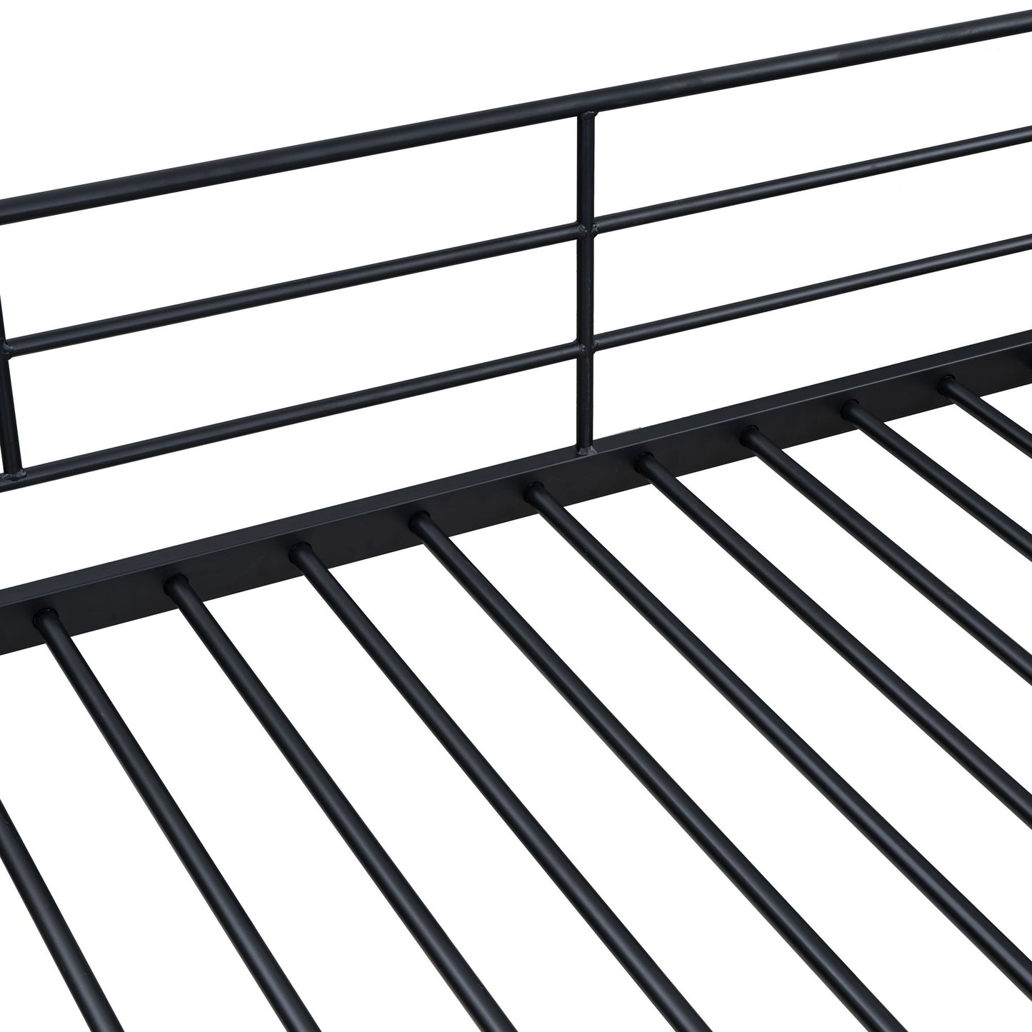 Twin Over Twin Metal Bunk Bed With Lateral Storage Ladder And Wardrobe - Black