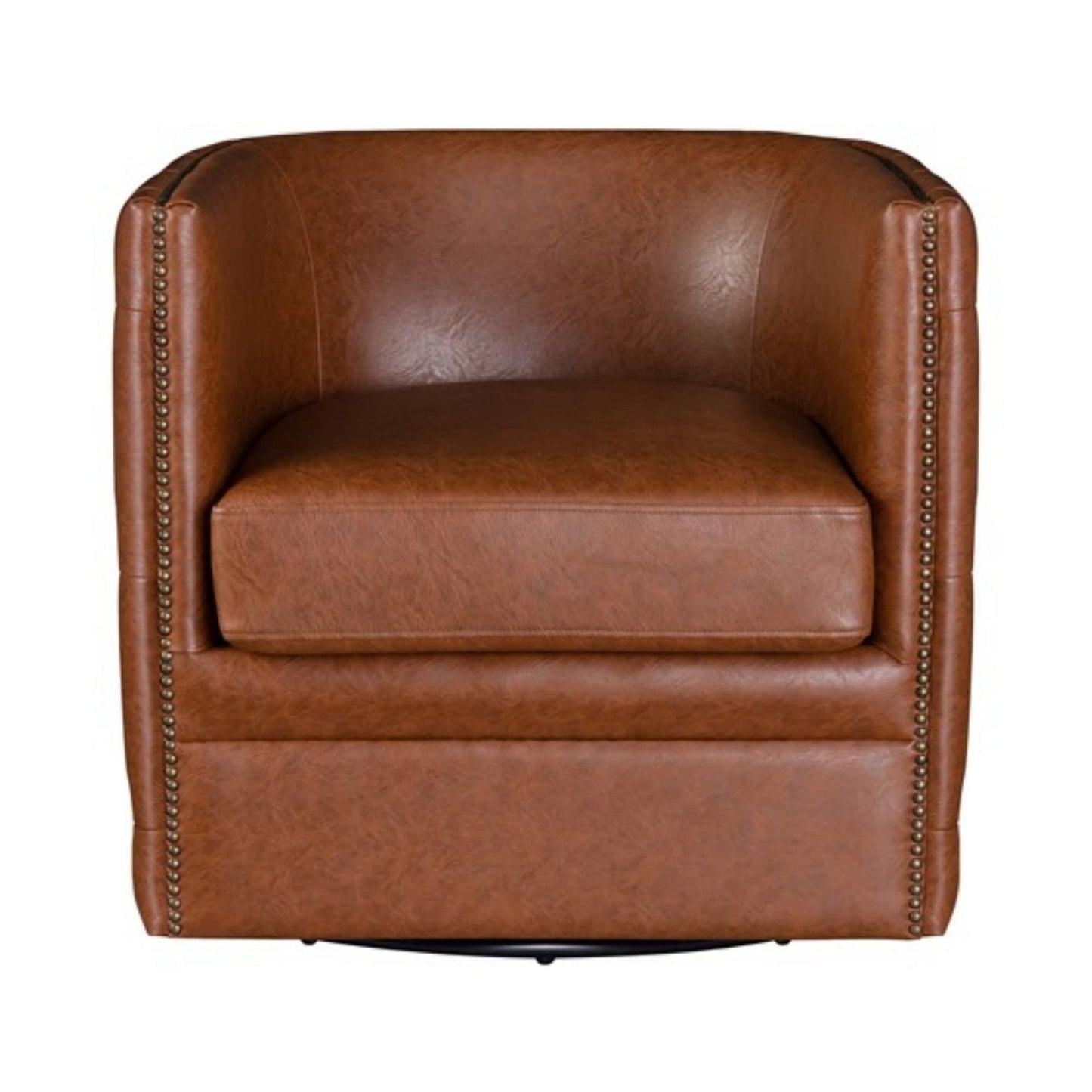 Tufted Barrel Swivel Chair With 360 Degree Swivel Functionality - Brown