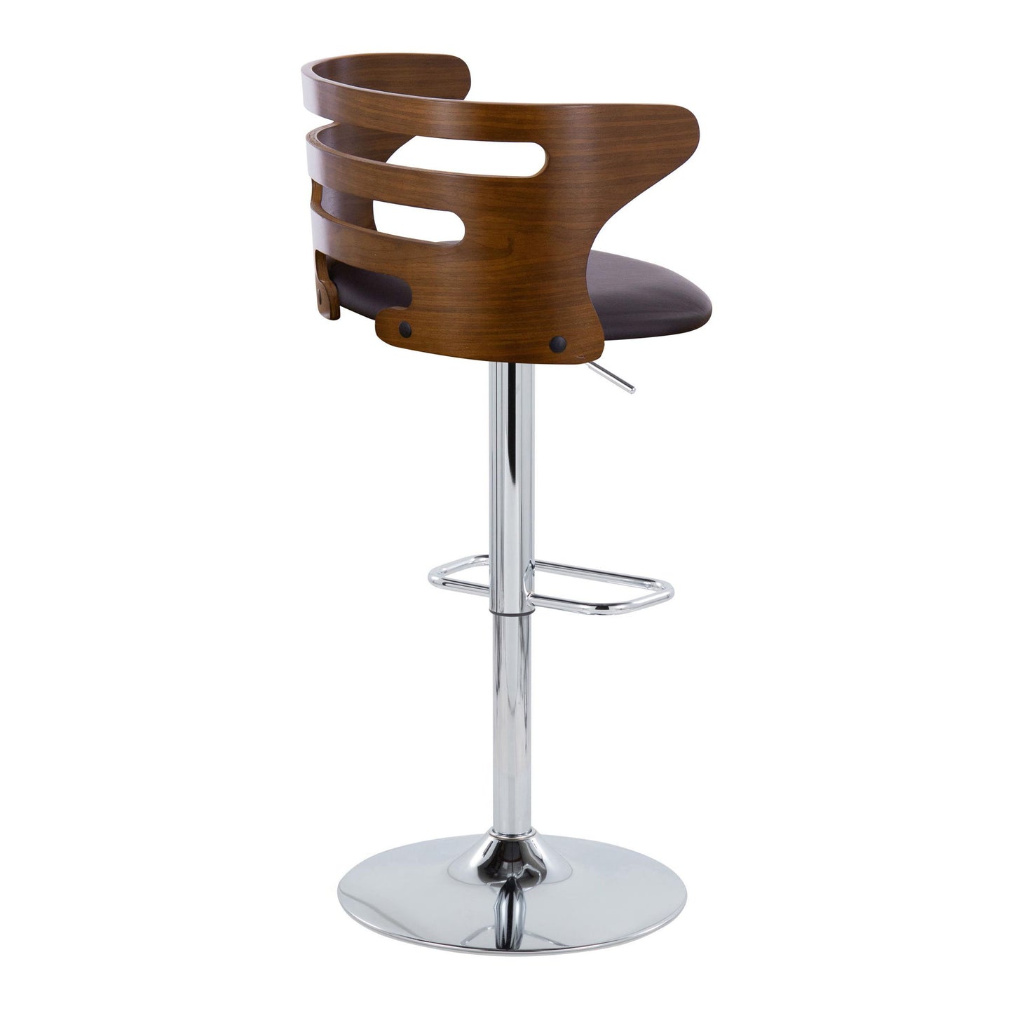 Cosi - Mid-Century Modern Adjustable Barstool With Swivel With Rounded Rectangle Footrest (Set of 2) - Chrome / Brown