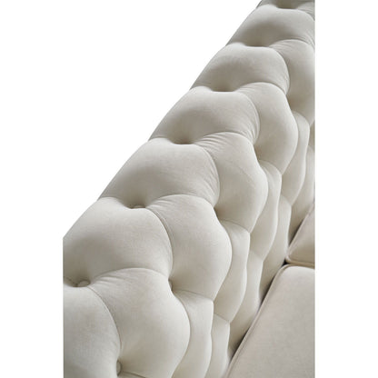 Chesterfield - Velvet Sofa 84.65" For Living Room - Beige