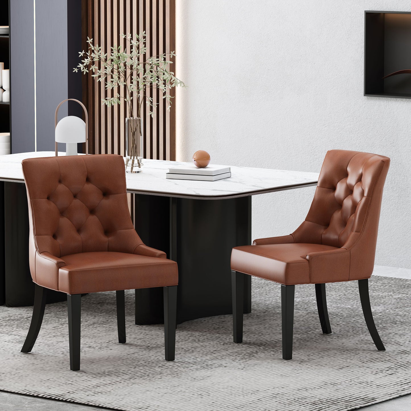 Cheney - Contemporary Dining Chair (Set of 2) With Tufted Design - Light Brown