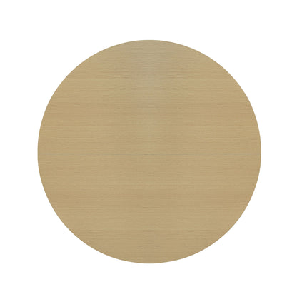 Modern Round Coffee Table With Grille Molding For Living Room, Bedroom, Or Balcony - Oak