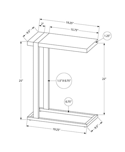 Accent Table, C - Shaped, Stylish Modern - Brown