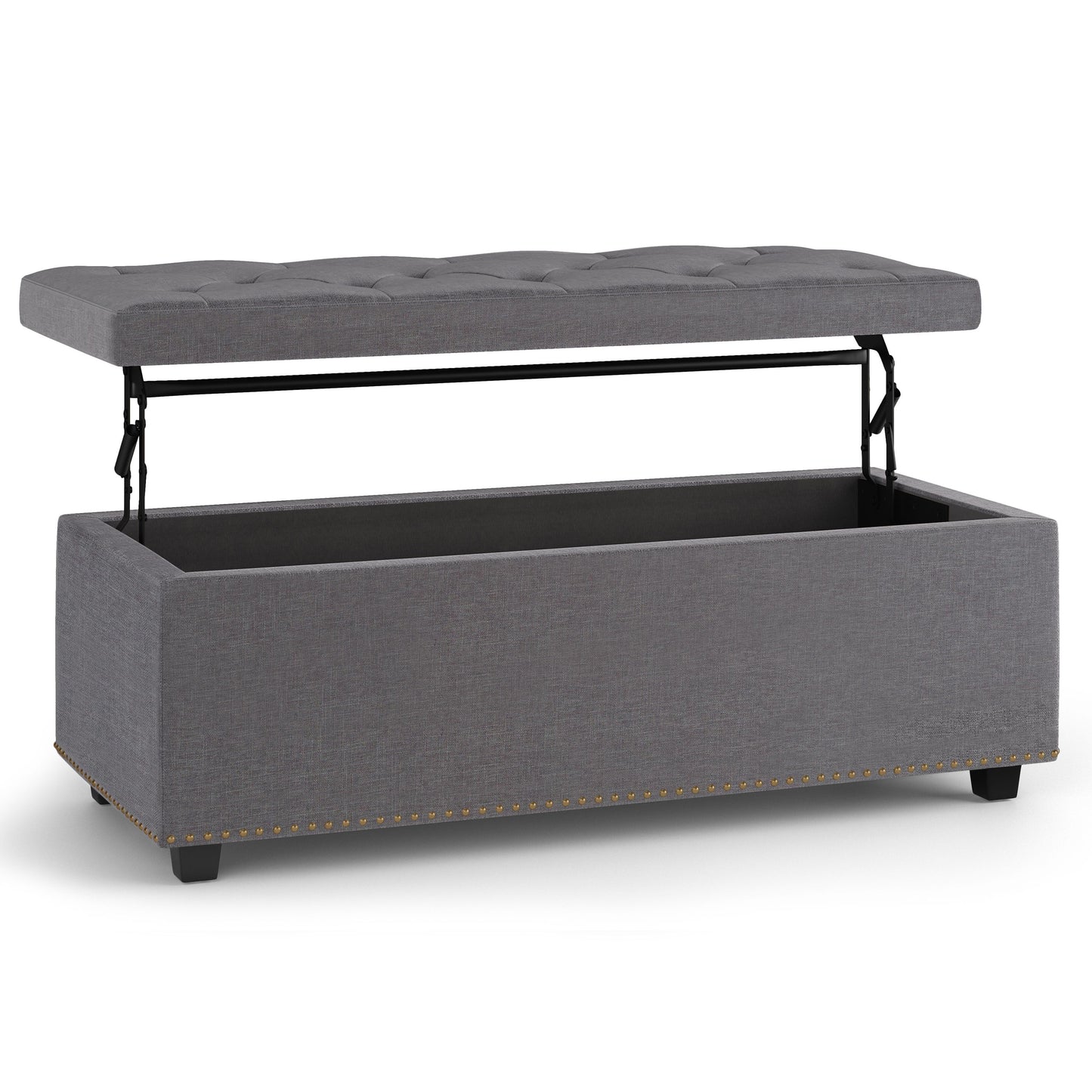 Hamilton - Lift Top Rectangular Storage Ottoman - Slate Gray