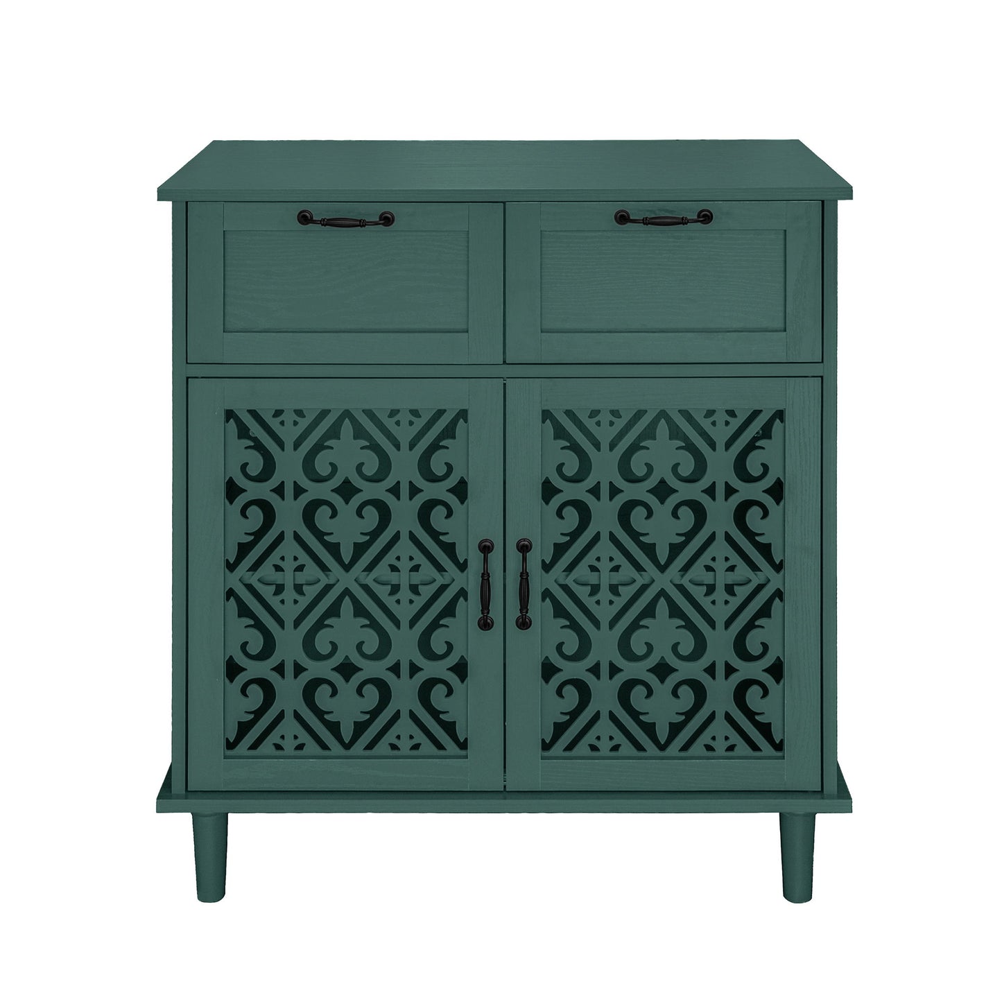 2 Door 2 Drawer Cabinet, American Furniture, Suitable For Bedroom, Living Room, Study - Dark Green