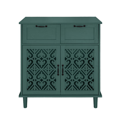 2 Door 2 Drawer Cabinet, American Furniture, Suitable For Bedroom, Living Room, Study - Dark Green