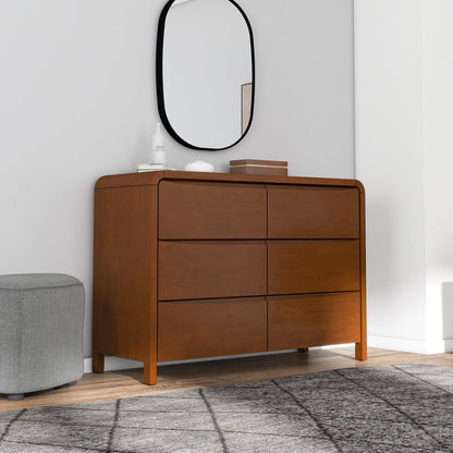 Lionel - Mid-Century Modern Solid Wood 6 Drawer Dresser - Brown