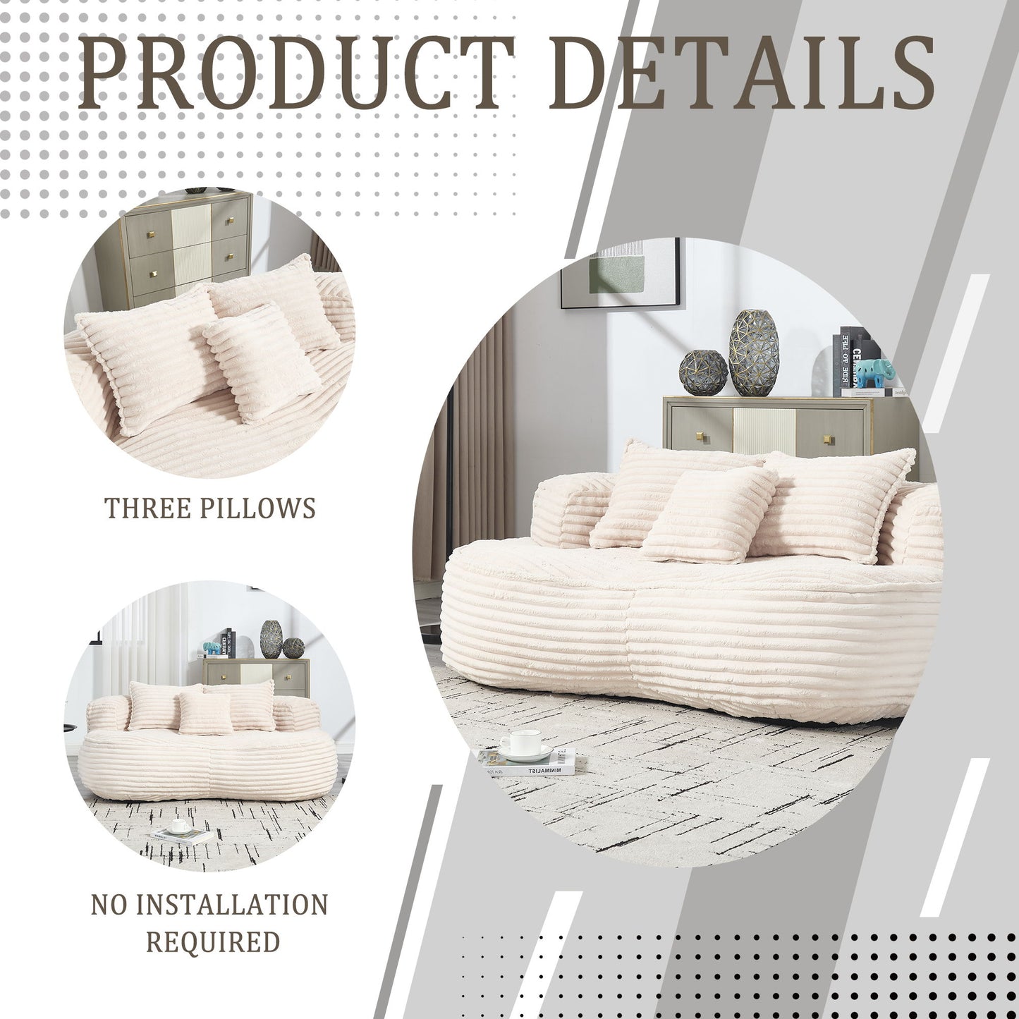 Bean Bag Sofa Lazy Sofa Comfort Lounger High Back Chair For Adults And Kids, Indoor & Outdoor - Beige