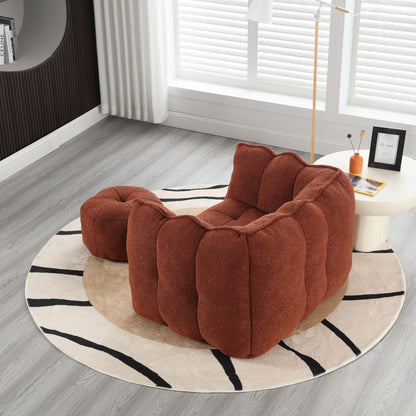 Soft Bean Bag Chair With High Resilient Foam (Chips) - Red / Brown