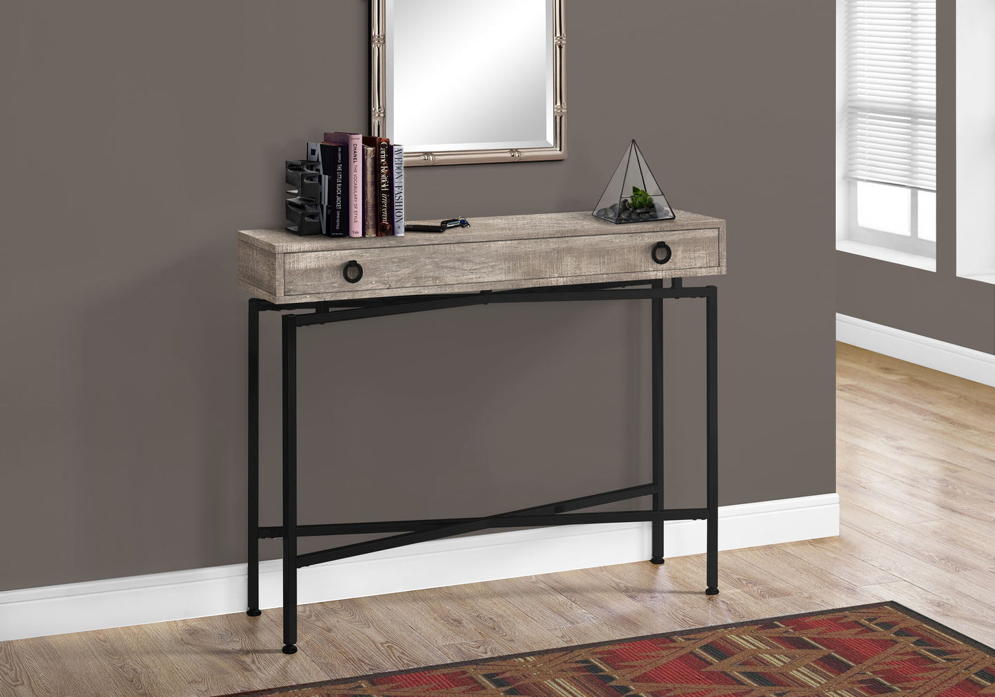 Accent Console Table For Entryway, Storage Drawer, Modern - Taupe