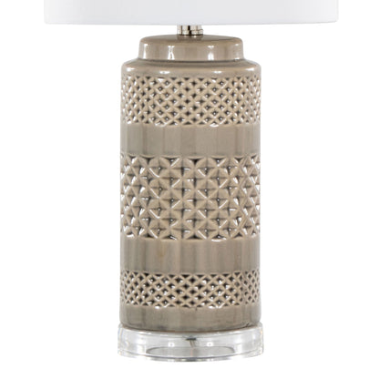 Casa - Contemporary Table Lamp (Set of 2) - Opal Gray / Polished Nickel / White