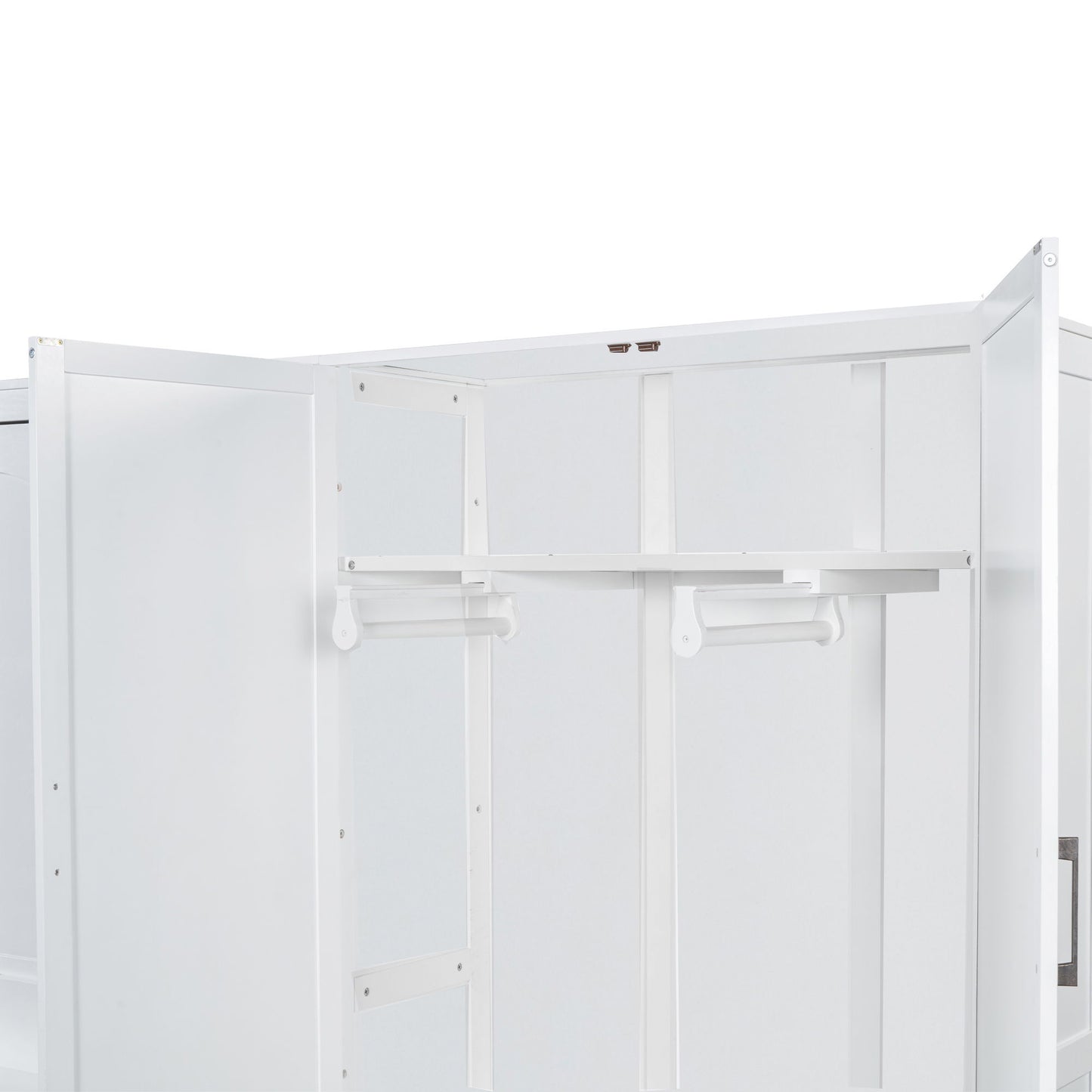 Queen Size Murphy Wall Bed With Closet, Space Saving Design - White