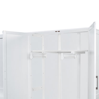 Queen Size Murphy Wall Bed With Closet, Space Saving Design - White