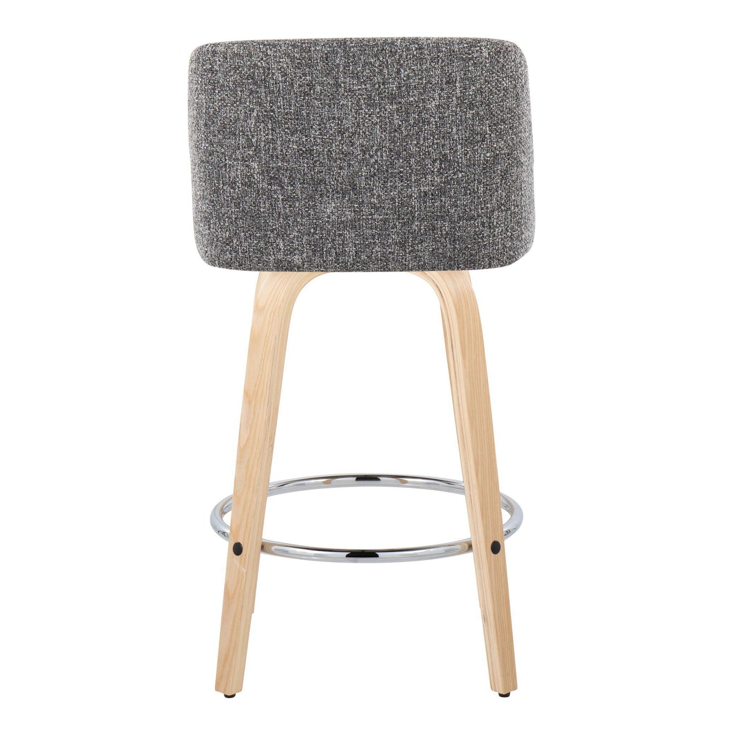 Toriano - Contemporary Fixed Height Counter Stool & Swivel And Round Footrest (Set of 2) - Natural / Gray