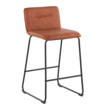 Casper - Fixed Height Contemporary Counter Stool (Set of 2) - Black / Camel
