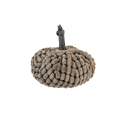 Chenille Weighted Pumpkin Ornament Decor For Holiday Harvest Festival Fall Festival & Thanksgiving (Set of 2) - Dark Brown