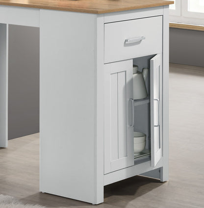 Alonzo - Small Space Counter Height Dining Table With Cabinet And Drawer Storage - Oak And White