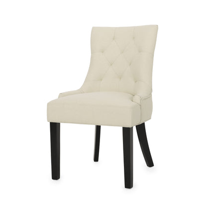 Cheney - Contemporary Dining Chair (Set of 2) Tufted Fabric Upholstery - Beige