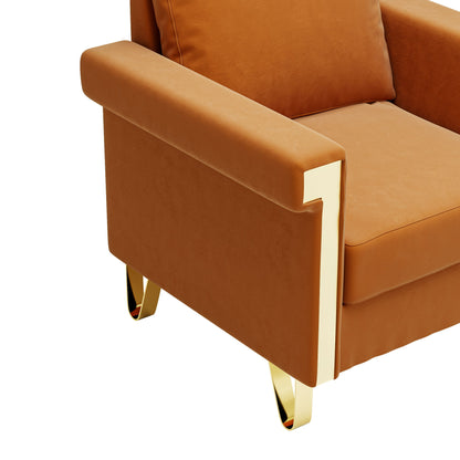 Plush Shiny Velvet Upholstered Chair With Good Resilience Performance Foam - Orange