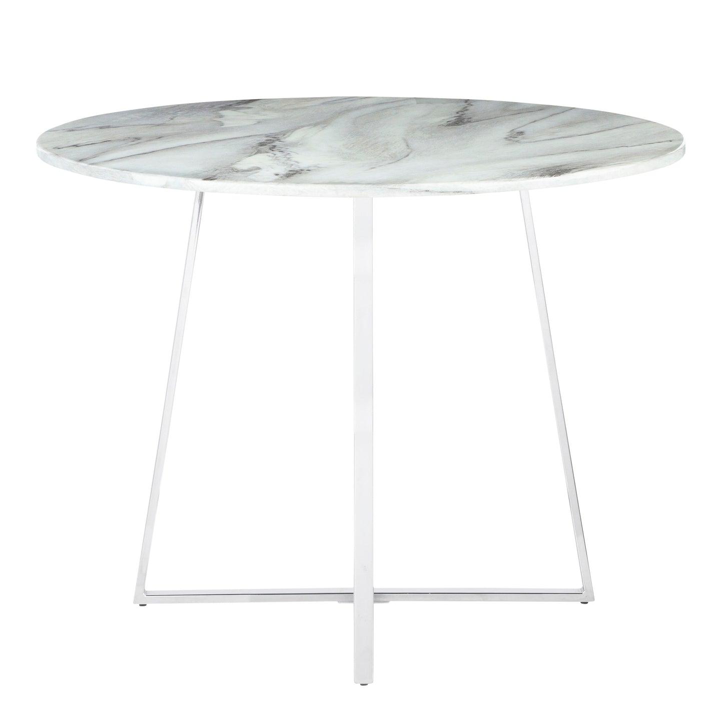 Cosmo - Contemporary / Glam Dining Table - Chrome / White